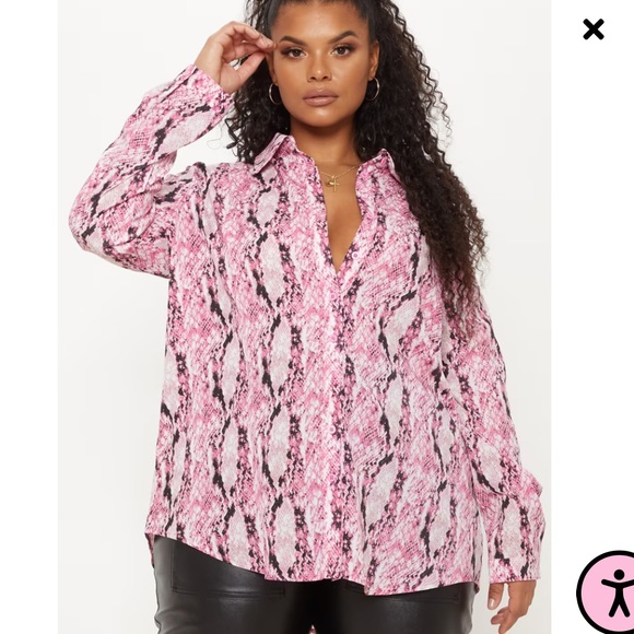 PrettyLittleThing Pink Snake Print Top in Size 16 - Picture 1 of 8